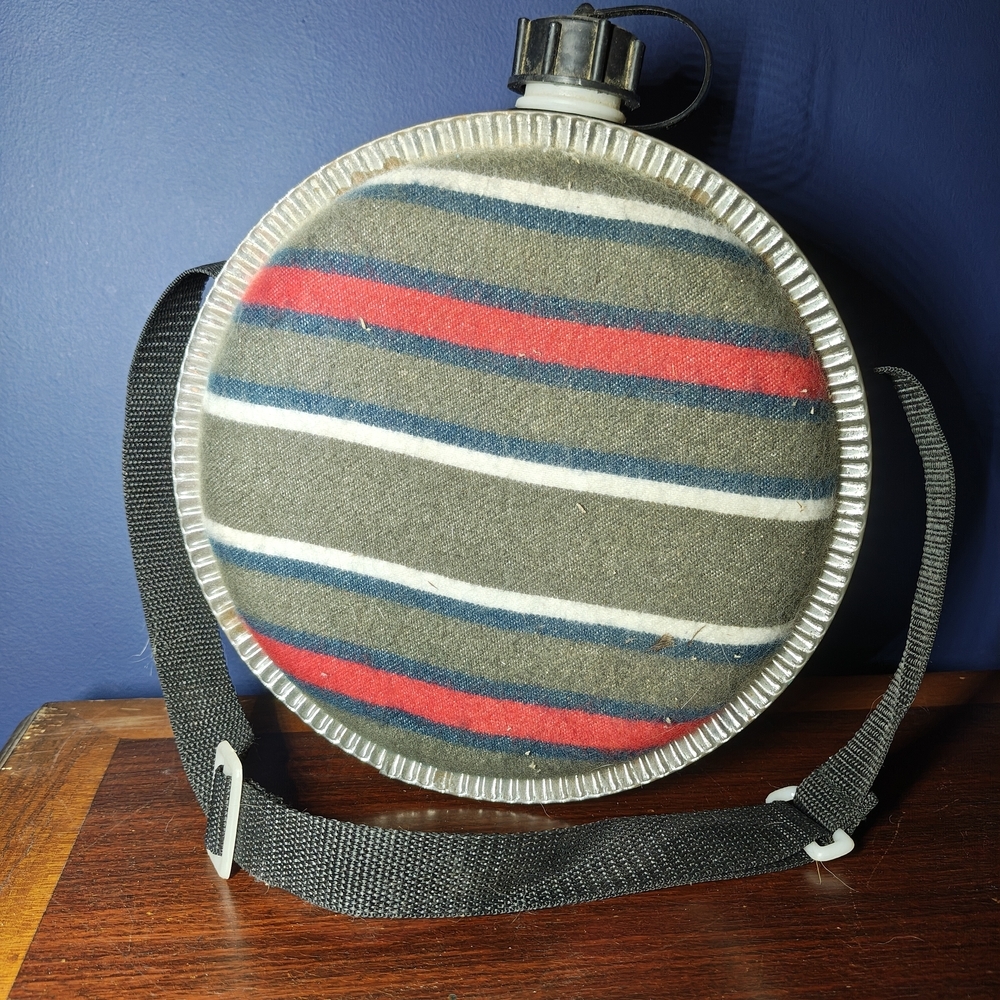 Striped Round Canteen with Black Strap